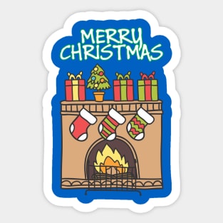 Christmas fire place - Happy Christmas and a happy new year! - Available in stickers, clothing, etc Sticker